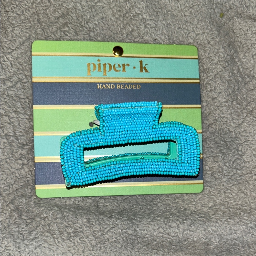 Piper K Turquoise Hand Beaded Hair Clip NWT